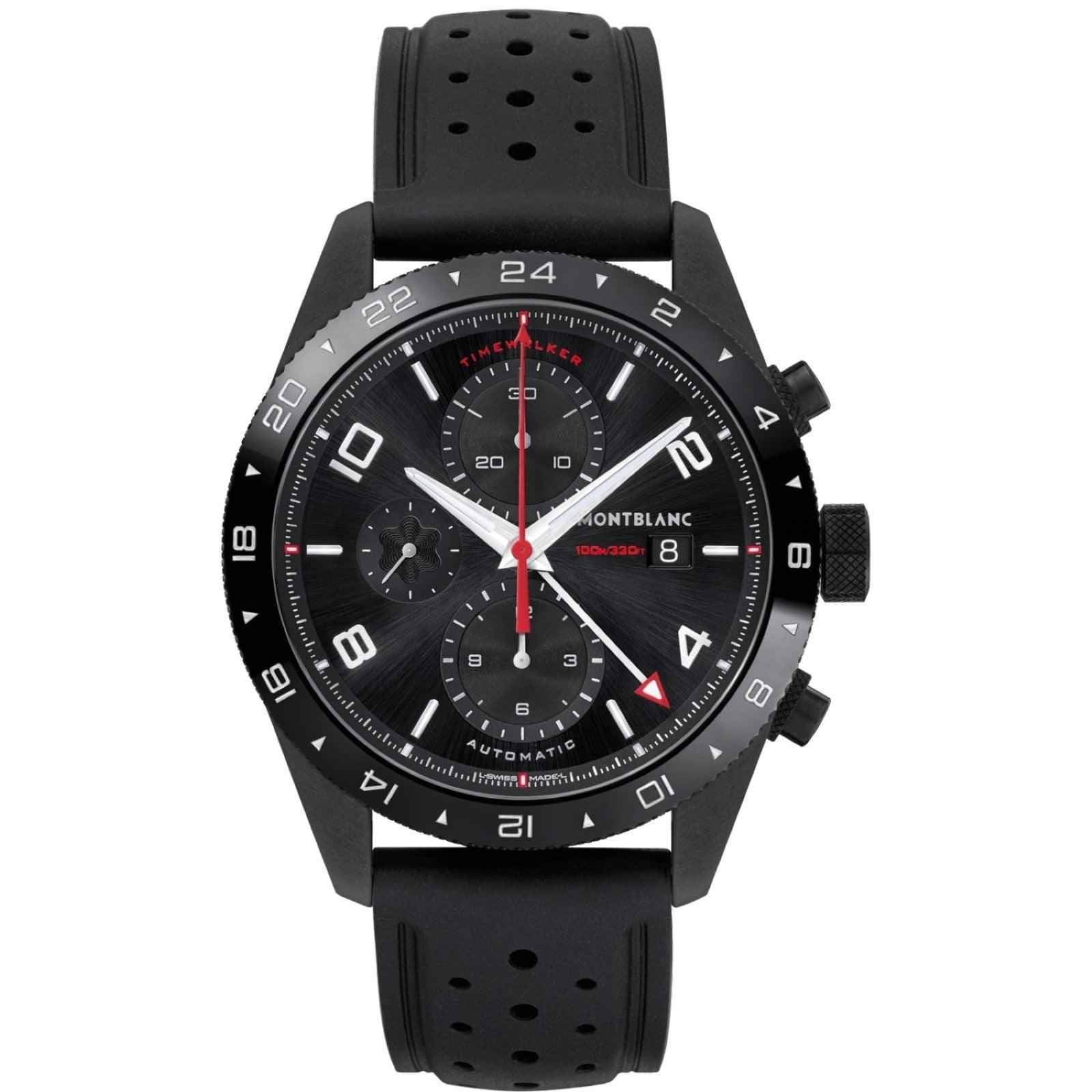 Orologio Montblanc cronografo automatico con cassa PVD nera e cinturino in gomma