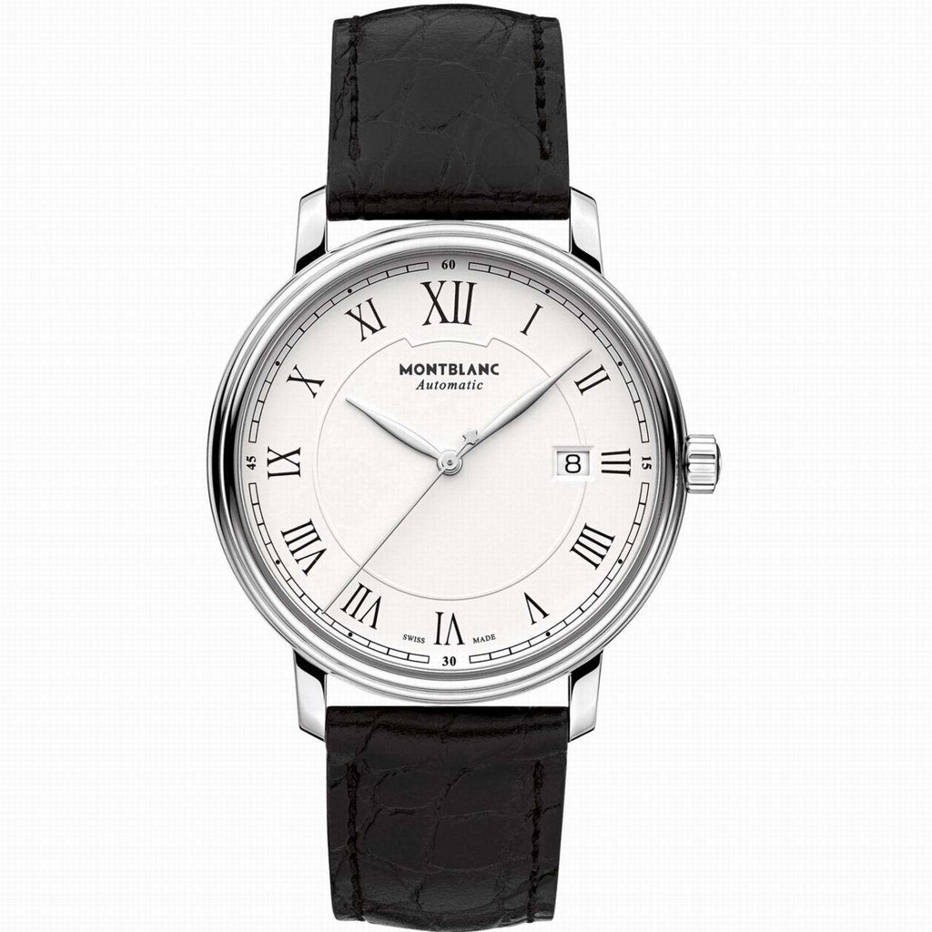 Orologio automatico Montblanc Tradizione Date 40mm con quadrante bianco e cinturino nero