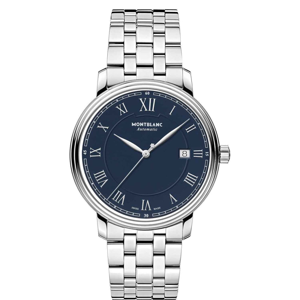 Orologio automatico 40 mm, quadrante blu, cinturino in acciaio e datario