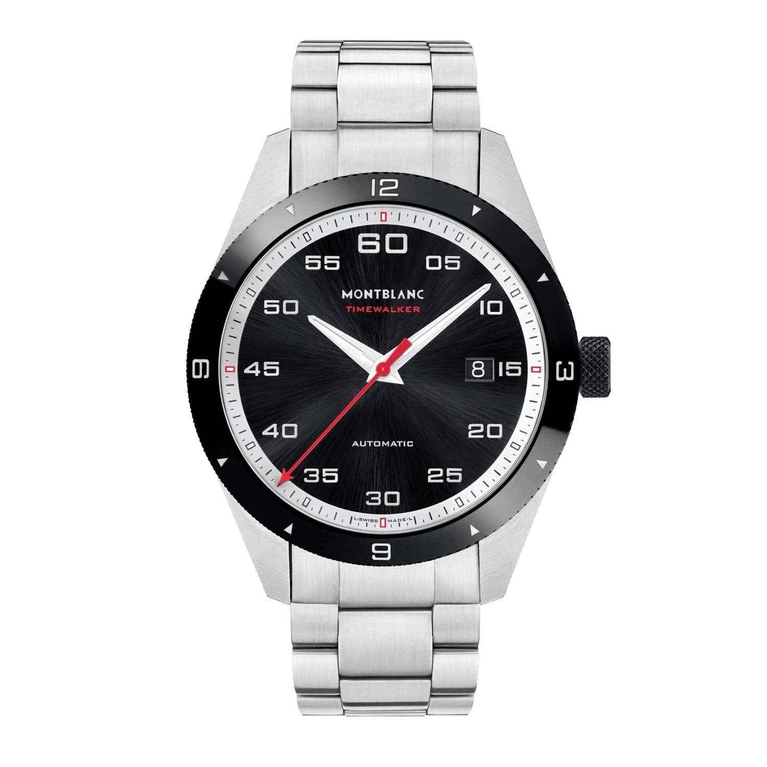 Orologio da polso automatico da uomo con quadrante nero e bracciale in acciaio 41 mm