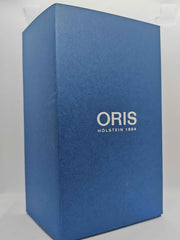 Scatola blu ORIS con coperchio rigido e scritta Hölstein 1904
