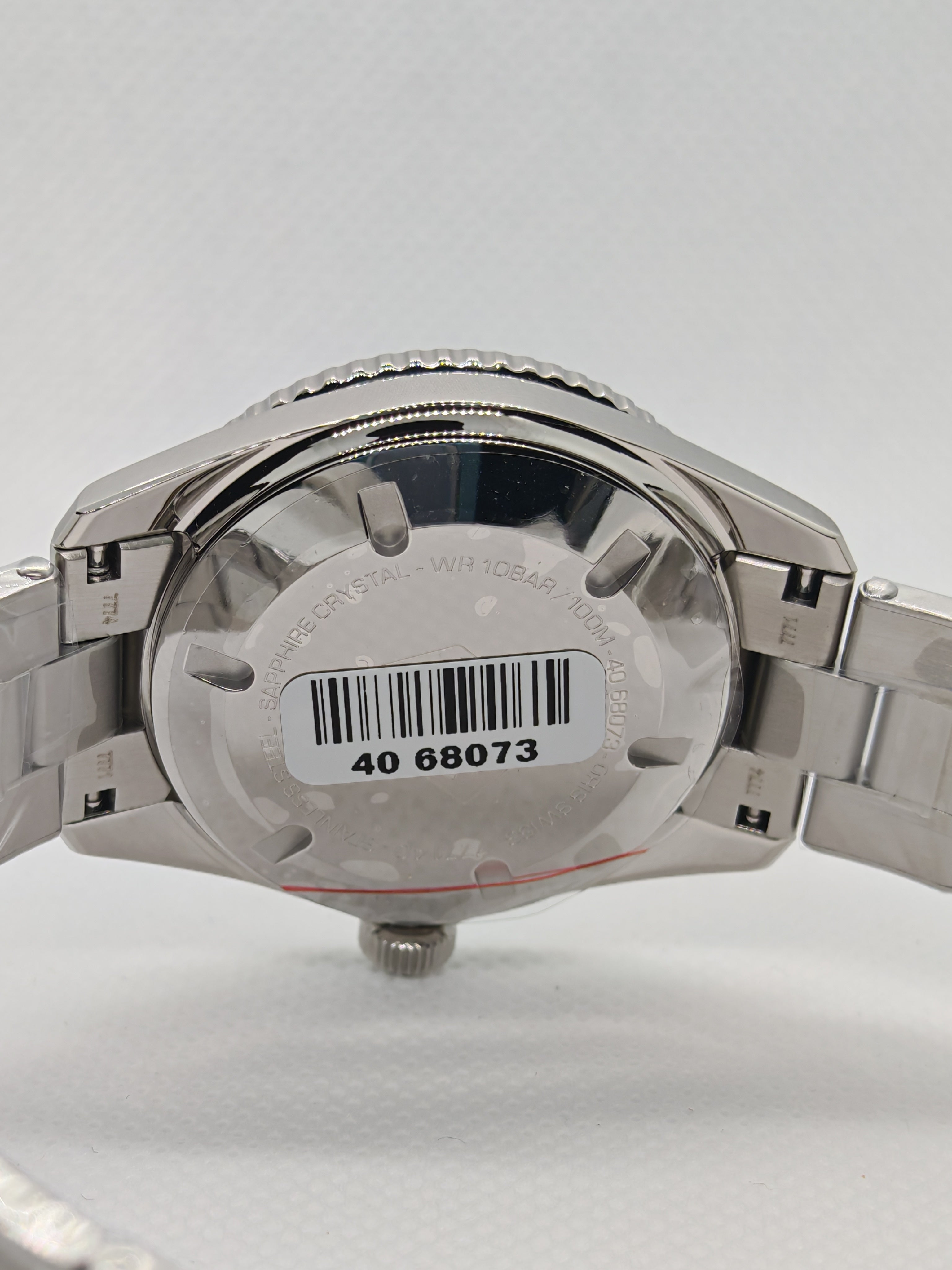 Orologio Oris fondello in acciaio con etichetta e bracciale a maglie