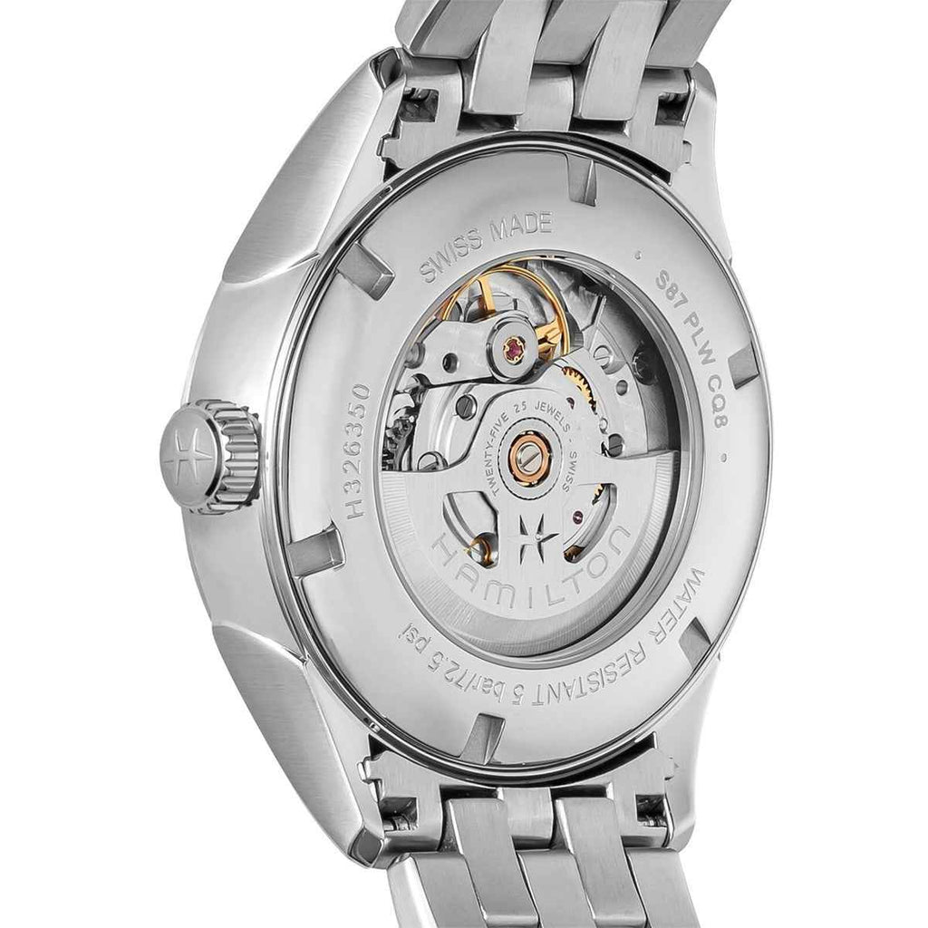 Orologio da polso Hamilton con fondello a vista e meccanismo, cassa d’acciaio