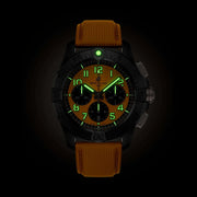 Orologio cronografo da uomo con quadrante giallo acceso, cinturino in pelle gialla