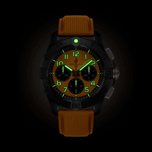 Orologio cronografo da uomo con quadrante giallo acceso, cinturino in pelle gialla