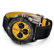 Orologio Breitling con cassa nera, quadrante giallo e cinturino in pelle giallo e nero