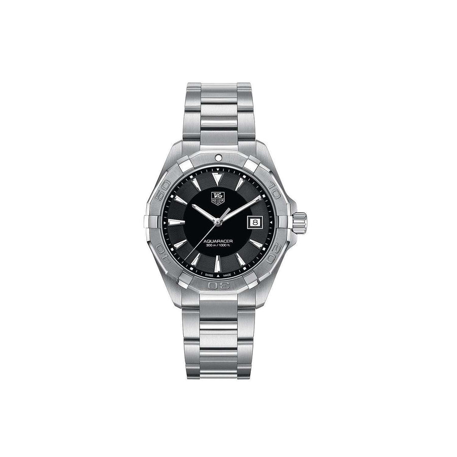 TAG Heuer Aquaracer 300M Quarzo Uomo 41 mm Acciaio Quadrante Nero Lunetta Girevole in Oro Giallo 18K Vetro Zaffiro Data Bracciale Acciaio 30 ATM Swiss Made Ref. WAY1110.BA0928