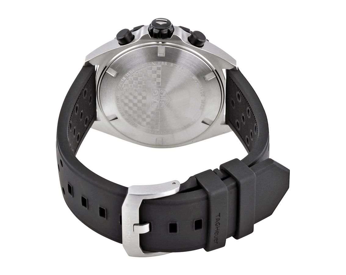 Orologio cronografo da uomo, fondello in acciaio e cinturino nero in caucciù