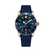 Subacqueo Breitling con quadrante blu e cinturino in caucciù blu, lunetta oro rosso