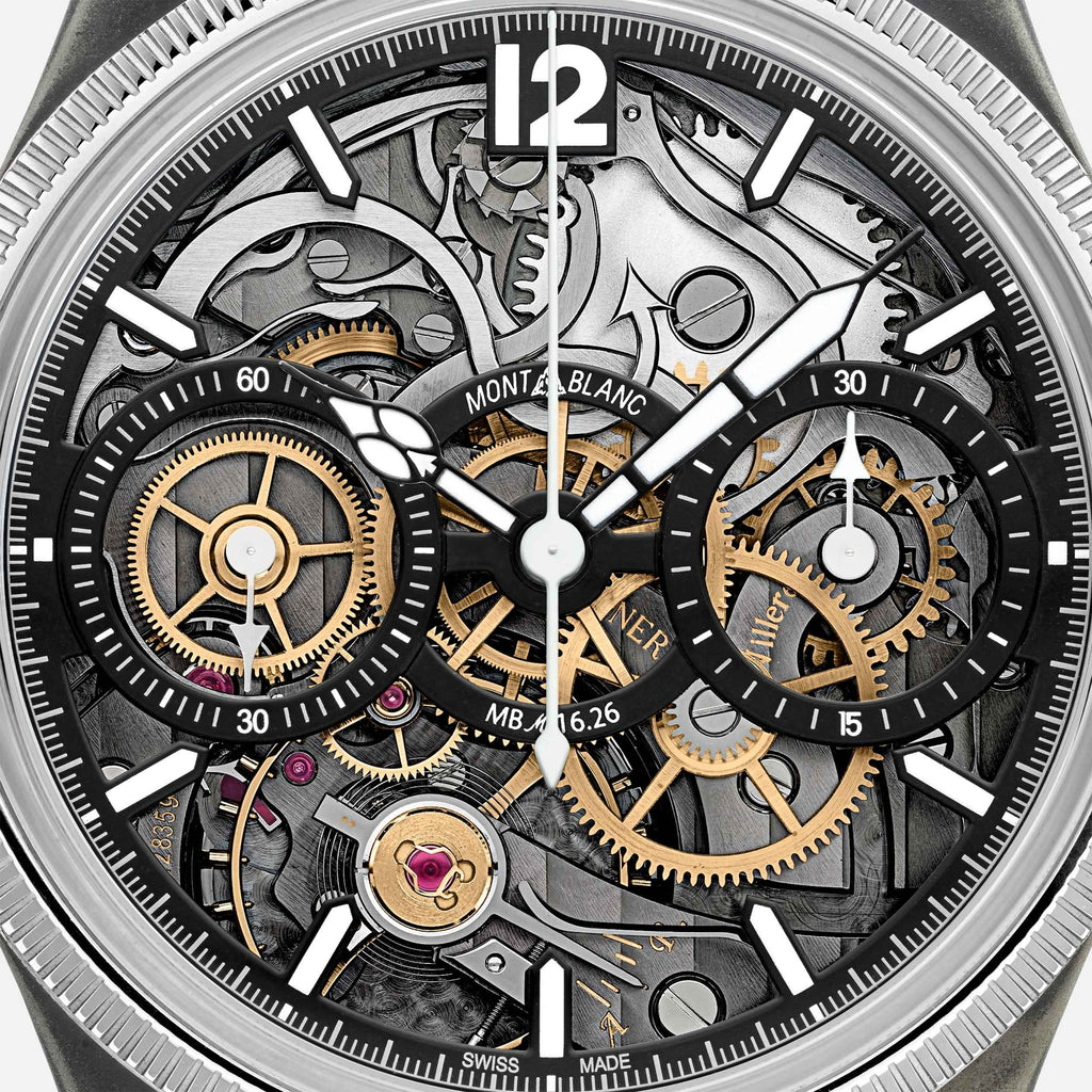 Orologio scheletrato con quadrante dettagliato a ingranaggi, Swiss Made