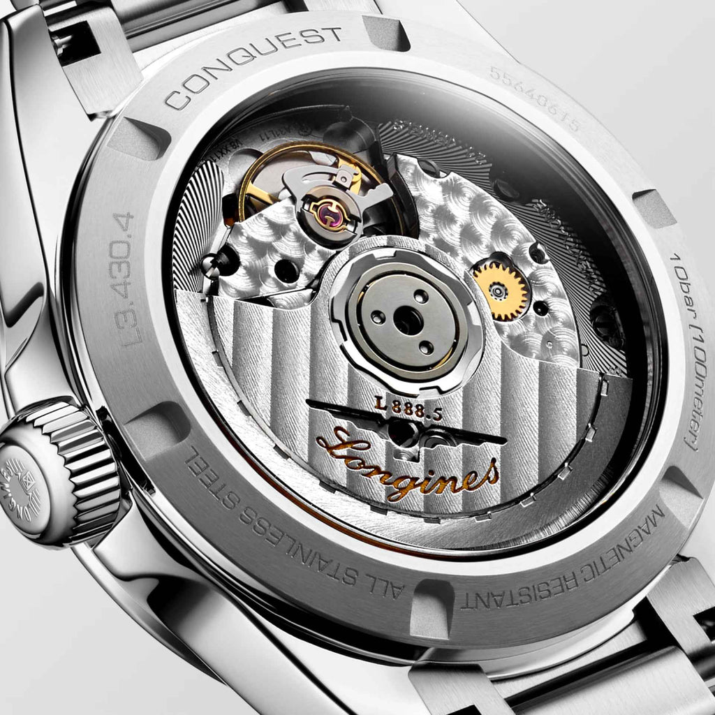 Fondello dell’orologio Longines Conquest automatico con meccanismo a vista