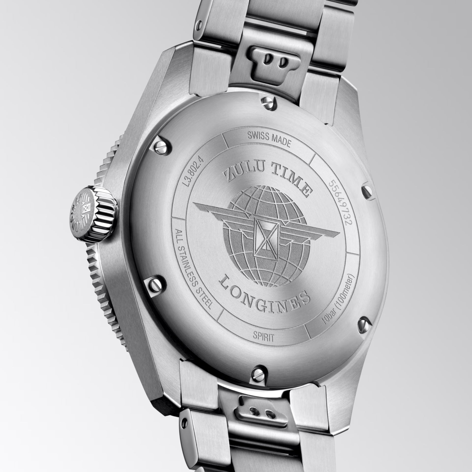 Orologio automatico Longines 39 mm, quadrante antracite e cinturino in acciaio