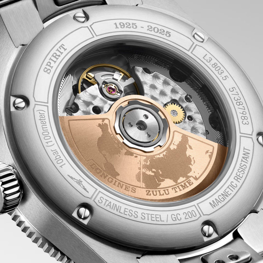 Orologio Longines automatico con fondello a vista e cinturino in acciaio