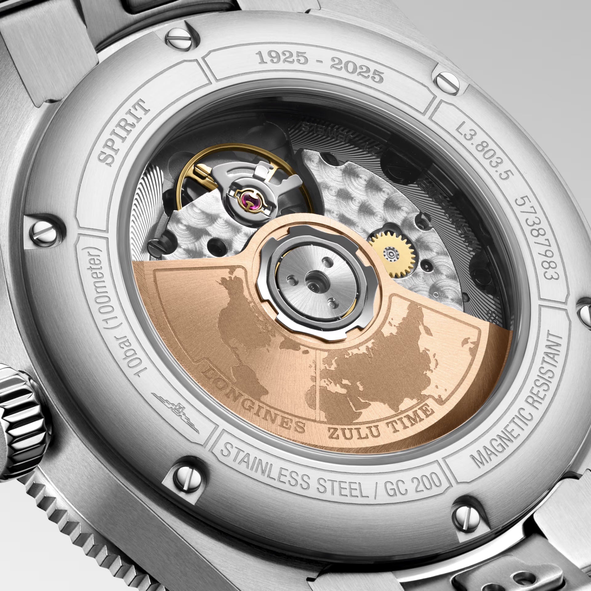 Orologio Longines automatico con fondello a vista e cinturino in acciaio