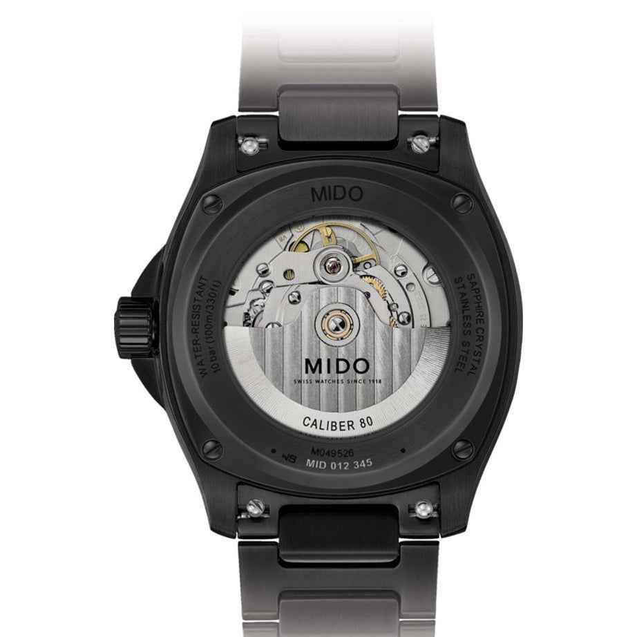 Orologio Mido Multifort Big Date 40mm con fondello trasparente, bracciale acciaio nero