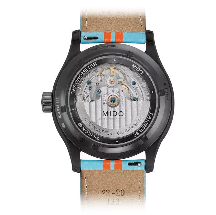 Orologio Mido con fondello a vista e cinturino beige in pelle