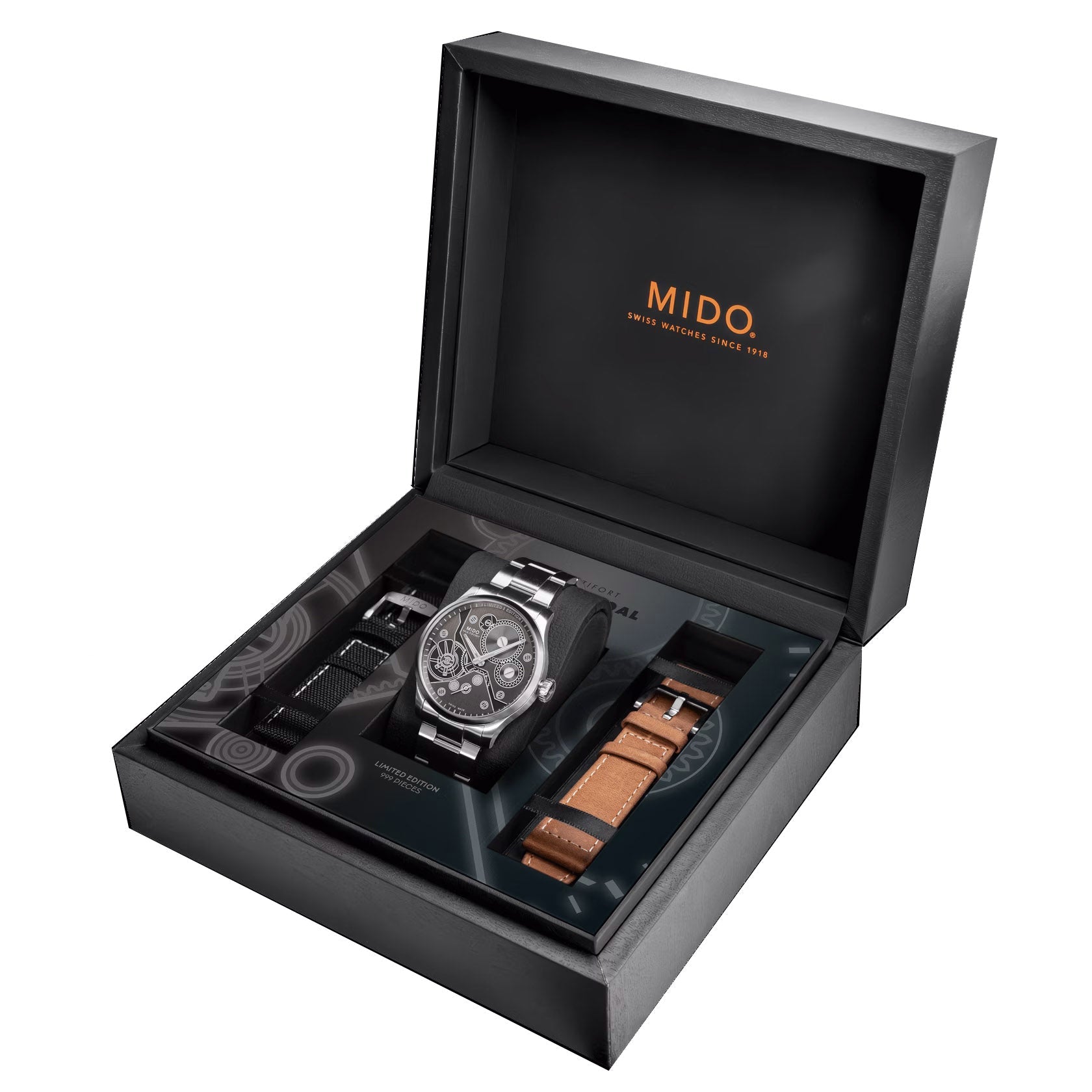 Orologio Mido Multifort in cofanetto con cinturino nero e cinturino marrone